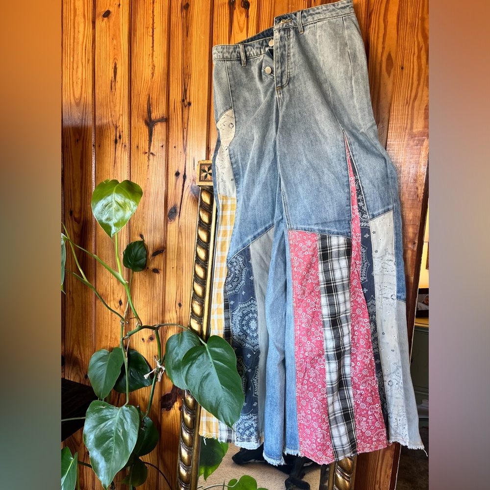Easel flare paisley jeans
